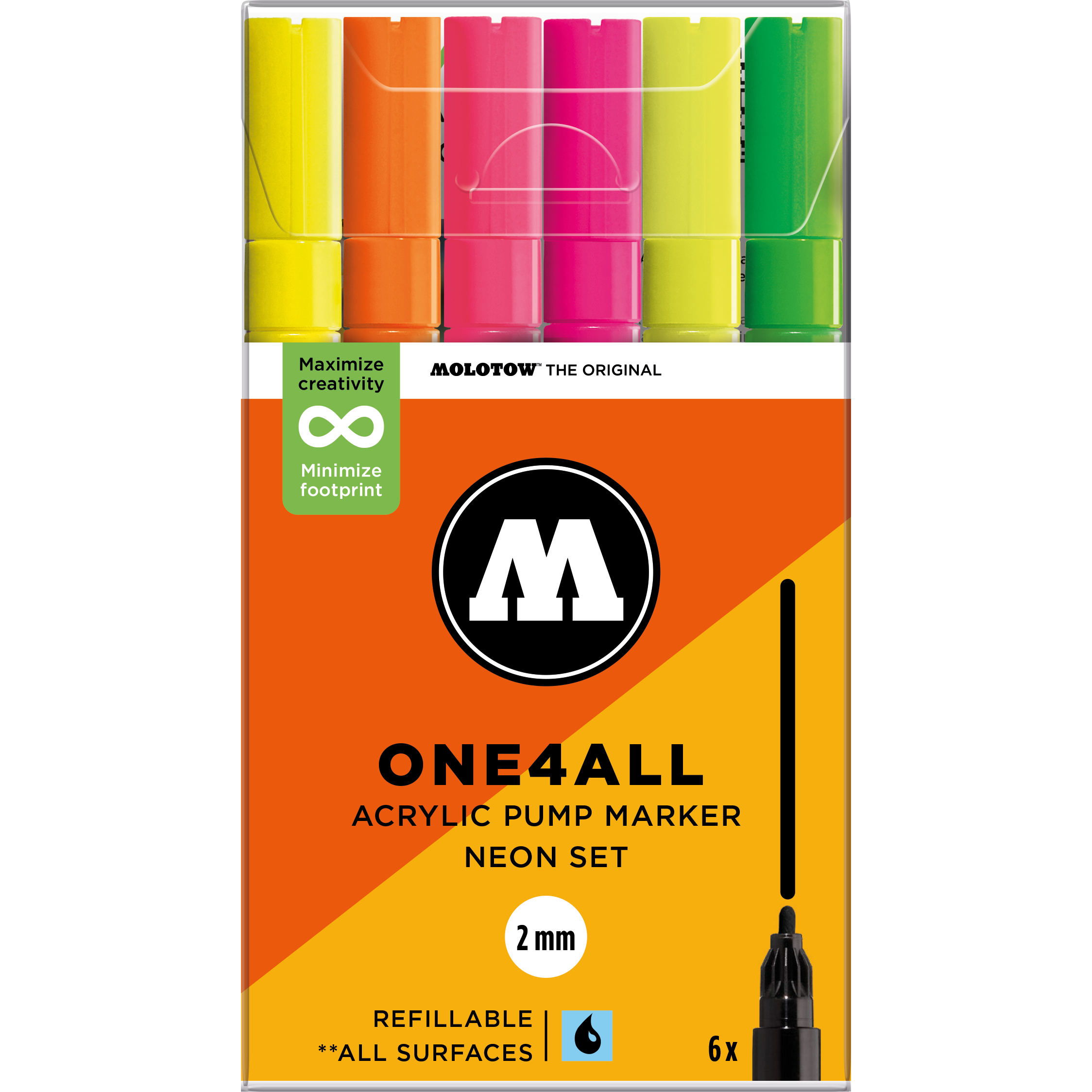 Set da 6 One4All 2 mm Neon