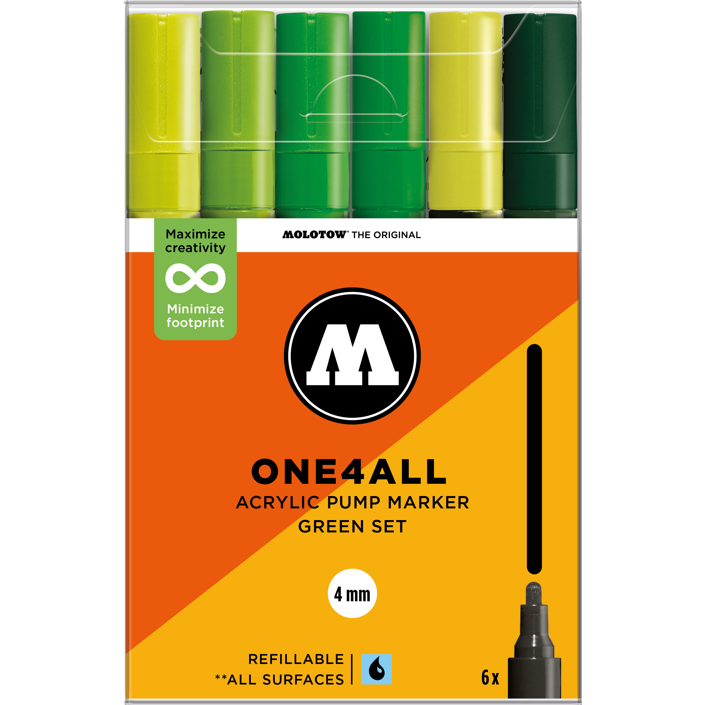 Set da 6 One4All 4 mm Green