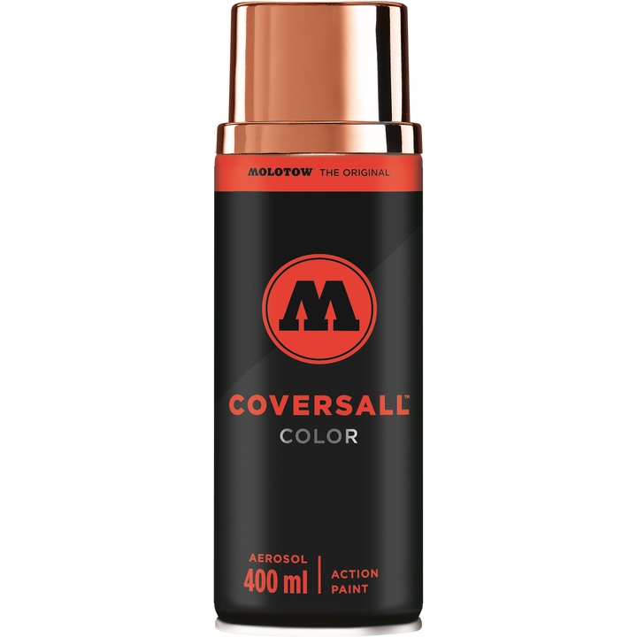 Bomboletta spray MOLOTOW COVERSALL™ Color rame da 400ml, design nero opaco con dettagli rossi.