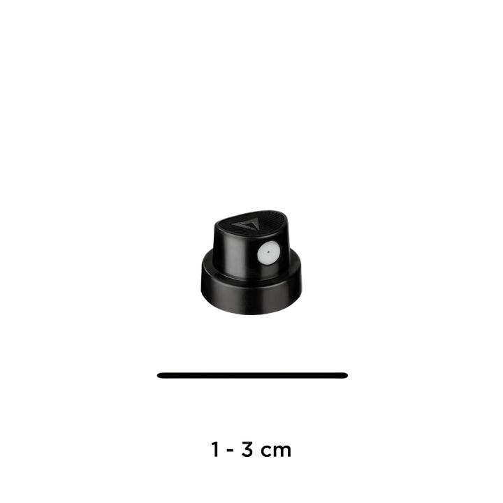 MOLOTOW™ Spray Cap CoversAll Skinny nero con punto bianco, per linee sottili da 1-3 cm.